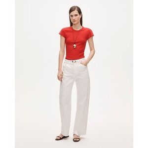 J.Crew NWT Zoe Barrel Leg Jeans Size 25 White Mid Rise Rigid Denim CS198